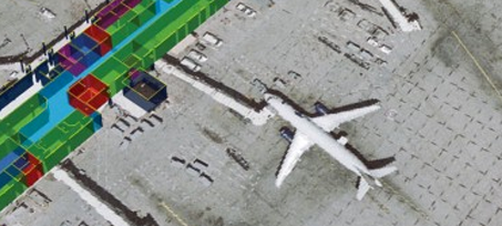Aviation - top down view of airline at terminal