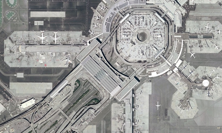 Aviation - top down view of airport terminal