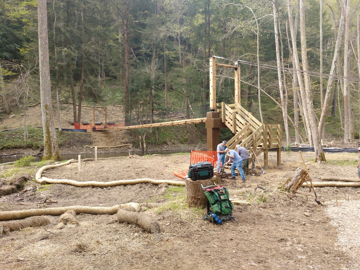 Mohican State Park pedestrian suspension bridge project photo