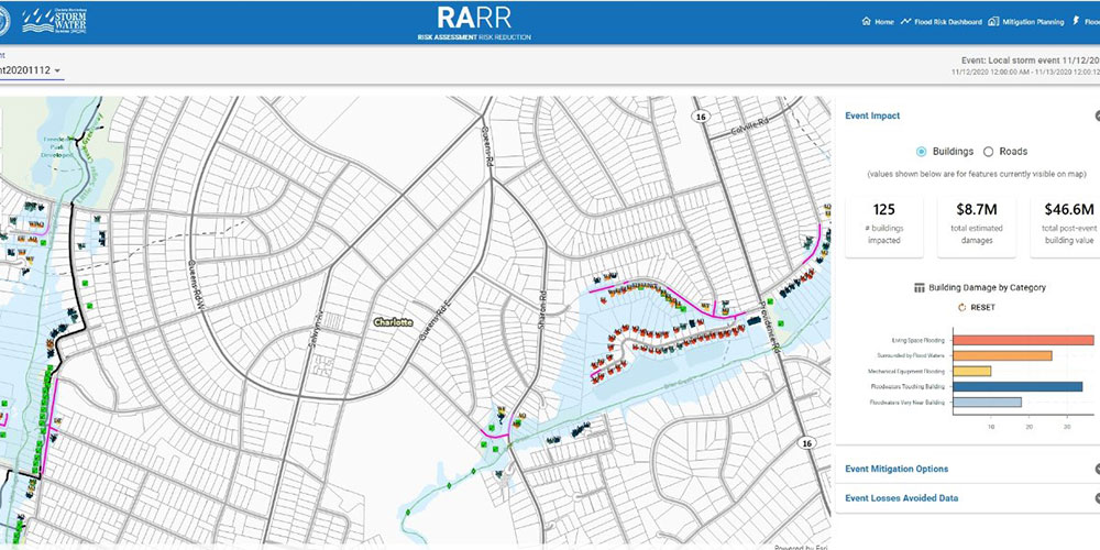 RARR web application during a November 2020 storm event